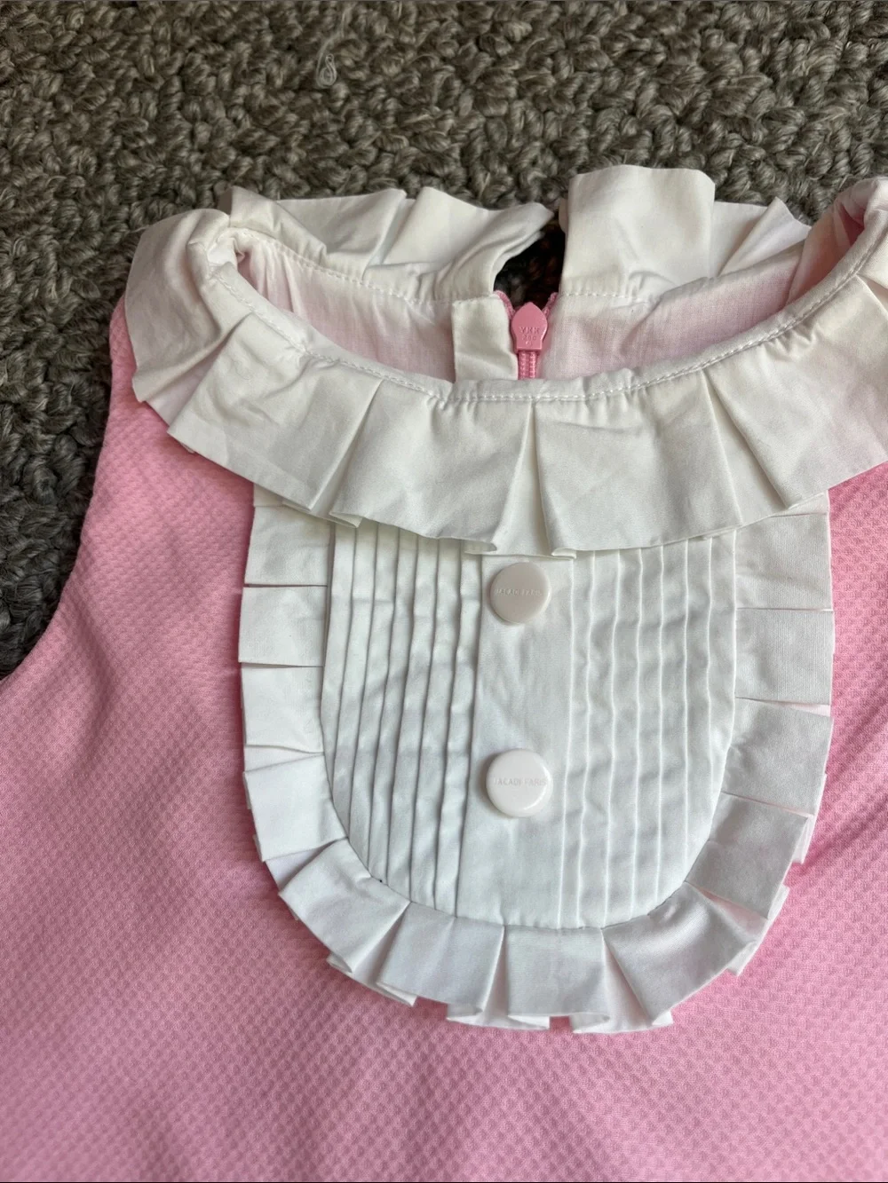 Jacadi Pink and White Ruffle-Trim Dress